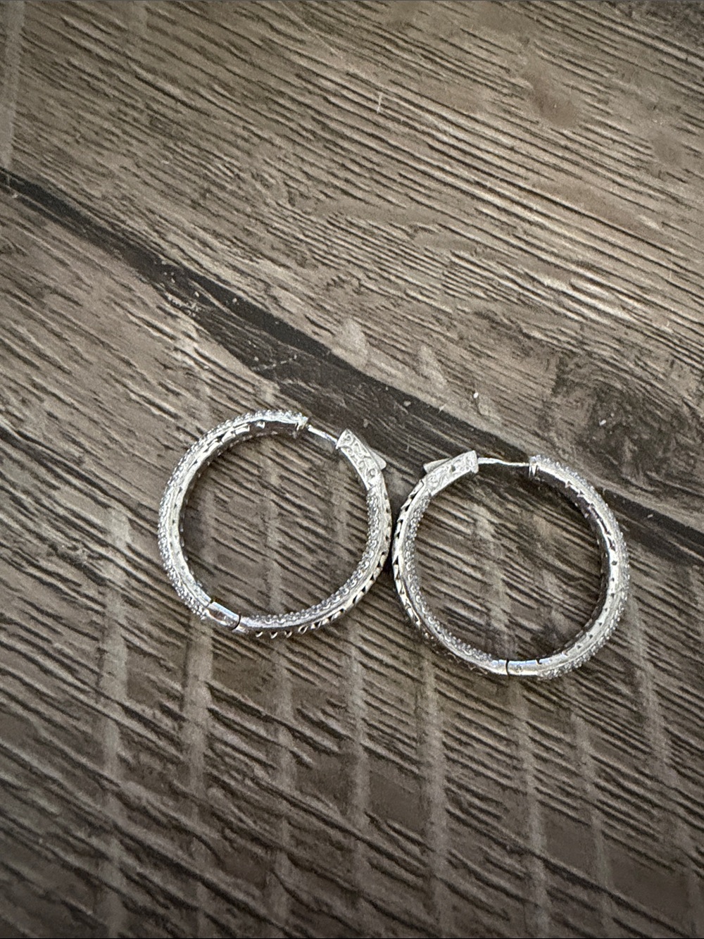Intricate Silver Textured Hoop Earrings for Women